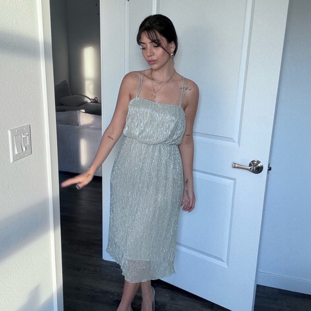 Zara Silver Spaghetti Strap Dress